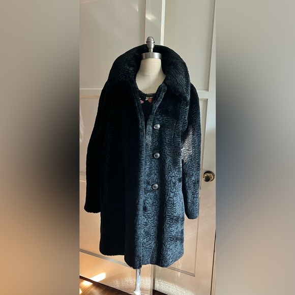 Vintage Textured Faux Fur Coat Sz L/Xl - Picture 2 of 10